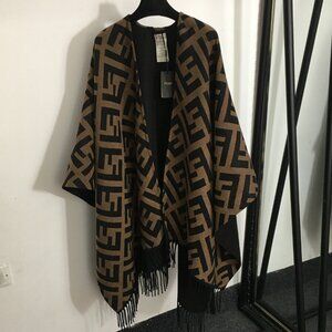 Fendi FF Reversible Cashmere Shawl with Fringe